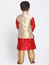 Vastramay Silk Blend Rose Gold and Maroon Baap Beta Jacket Kurta Pyjama set